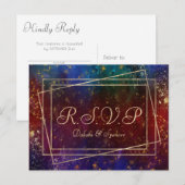 Moody Ombre | Donkere Jewel Tone Gold Stars Meal R Uitnodiging Briefkaart (Voorkant / Achterkant)