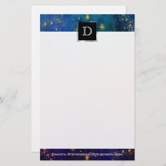 Moody Ombre | Monogram Psychedelic Grunge Stardust Briefpapier (Voorkant / Achterkant)
