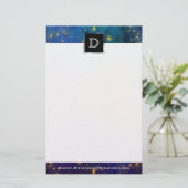 Moody Ombre | Monogram Psychedelic Grunge Stardust Briefpapier (Staand voorkant)