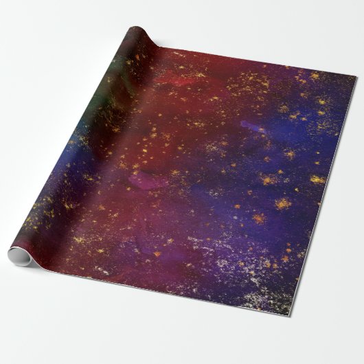 Moody Ombre | Psychedelic Grunge Gold Stardust Cadeaupapier (Uitgerold)