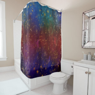 Moody Ombre Psychedelic Grunge Gold Stardust Douchegordijn