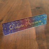 Moody Ombre | Psychedelic Grunge Gold Stardust Naambordje (Zijkant)