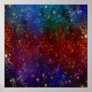 Moody Ombre   Psychedelic Grunge Gold Stardust Poster