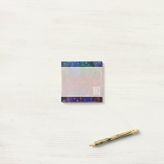 Moody Ombre| Psychedelic Grunge Stardust Monogram Post-it® Notes (Op bureau)