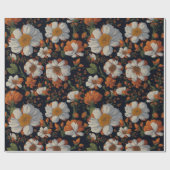Moody oranje witte elegante retro bloemen cadeaupapier (Vlak)