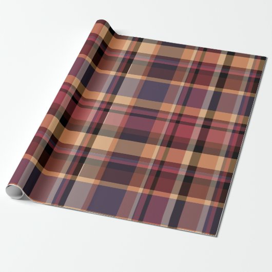 Moody Oversized Autumn Sunset Plaid Cadeaupapier (Uitgerold)