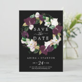 Moody Paars Black Save the Date Announding Kaart (Staand voorkant)