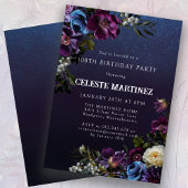 Moody paarse bloemen 100e verjaardag kaart