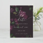 Moody Paarse Bloemen Calligraphy Save the date  Kaart (Staand voorkant)