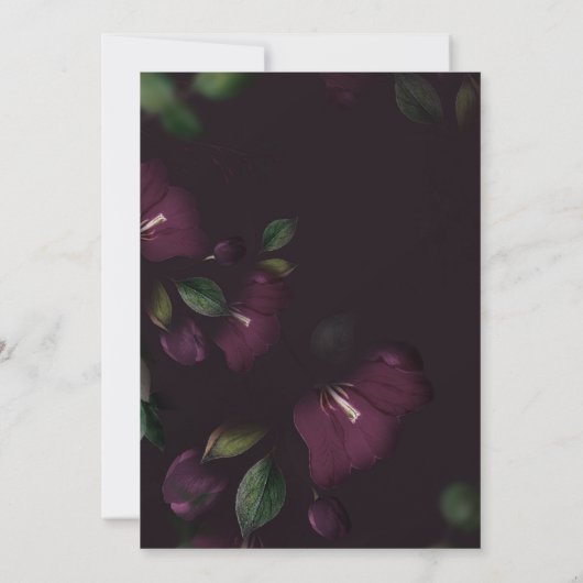 Moody Paarse Bloemen Calligraphy Save the date Kaart (Achterkant)