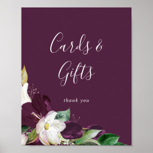 Moody Paarse Bloemen   Pruim Kaarten en Cadeaus Bo Poster
