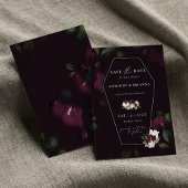 Moody Paarse Bloom Coffin Bewaar de datum Bruiloft Kaart
