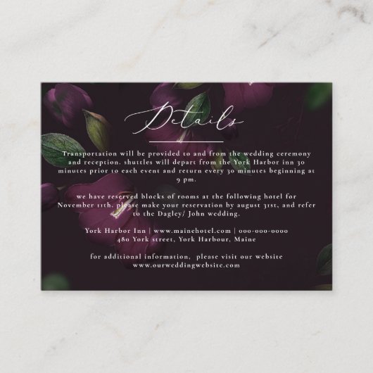 Moody Paarse Bloom Grunge Bruiloft Informatiekaartje (Voorkant)