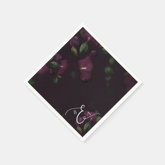 Moody Paarse Bloom Grunge Bruiloft Servet (Hoek)