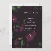 Moody Paarse Bloom Grunge Save the date Bruiloft Kaart (Voorkant)