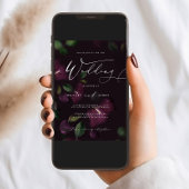 Moody Paarse Bloom Kalligrafie Huwelijksuitnodigin Kaart