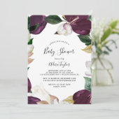 Moody Paarse Blooms Baby shower Kaart (Staand voorkant)