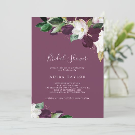 Moody Paarse Blooms | Berry Vrijgezellenfeest Kaart (Staand voorkant)