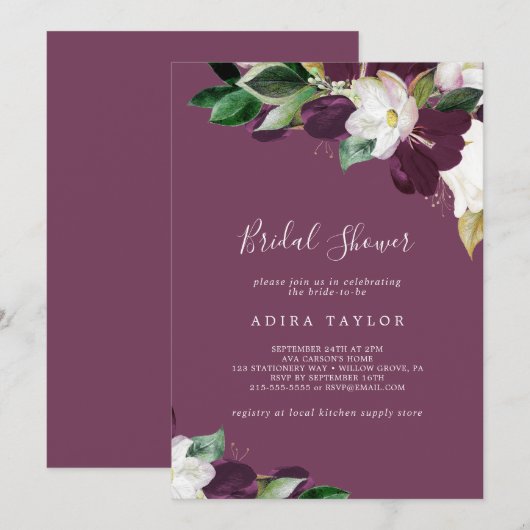 Moody Paarse Blooms | Berry Vrijgezellenfeest Kaart (Voorkant / Achterkant)