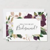 Moody Paarse Blooms Bridesmaid proposal Kaart (Voorkant)