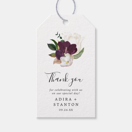 Moody Paarse Blooms Dank je wel Cadeaulabel (Voorkant)