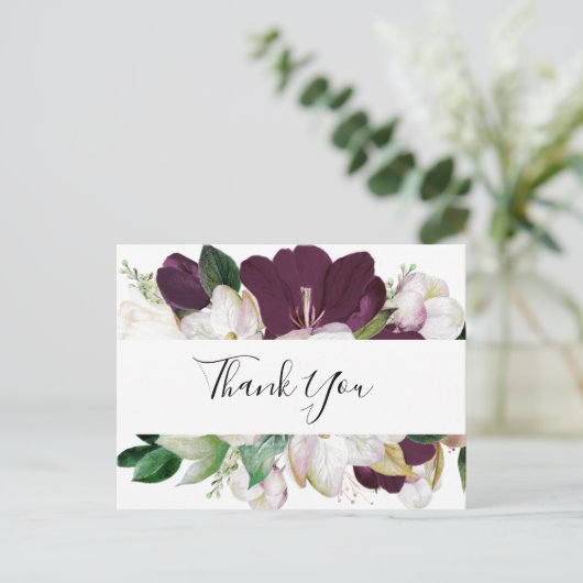 Moody Paarse Blooms Dank u Briefkaart (Staand voorkant)