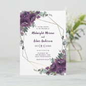 Moody Paarse Blooms Floral Weddenschap Kaart (Staand voorkant)