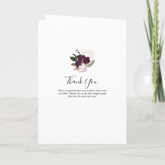 Moody Paarse Blooms Folded Wedding Programma (Achterkant)