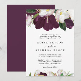 Moody Paarse Blooms Formele bruiloft Kaart