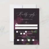 Moody Paarse Blooms Gothic Wedding RSVP Kaartje (Voorkant)