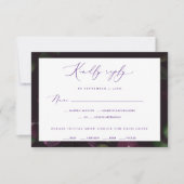 Moody Paarse Blooms Gothic Wedding RSVP Kaartje (Voorkant)