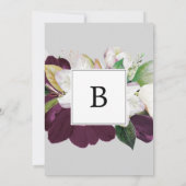 Moody Paarse Blooms | Grijs de bruiloft van Kaart (Achterkant)