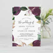 Moody Paarse Blooms - Lila uitnodiging voor een br (Staand voorkant)