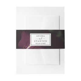 Moody Paarse Blooms Patroon Bruiloft Uitnodigingen Wikkel