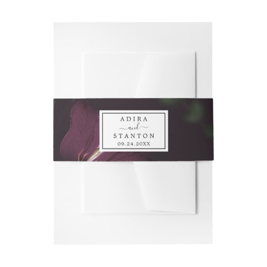 Moody Paarse Blooms Patroon Bruiloft Uitnodigingen Wikkel (Voorkant Voorbeeld)
