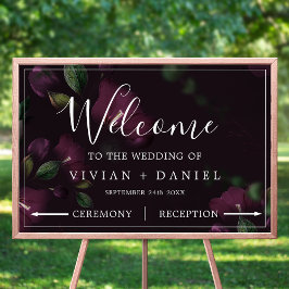 Moody Paarse Blooms Pattern Arrows Welkom Poster