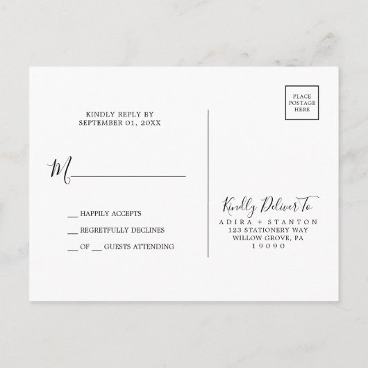 Moody Paarse Blooms Pattern Eenvoudig RSVP-Briefka Uitnodiging Briefkaart (Achterkant)