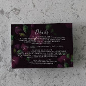 Moody Paarse Blooms Pattern Weddenschap Details Informatiekaartje