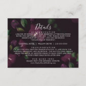 Moody Paarse Blooms Pattern Weddenschap Details Informatiekaartje (Voorkant)