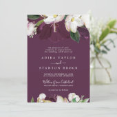 Moody Paarse Blooms | Plum Formal Wedding Kaart (Staand voorkant)