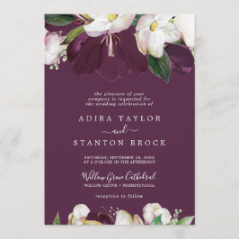 Moody Paarse Blooms | Plum Formal Wedding Kaart