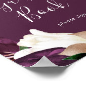 Moody Paarse Blooms | Plum Guest Book Sign Poster (Hoek)
