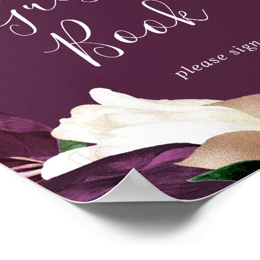Moody Paarse Blooms | Plum Guest Book Sign Poster (Hoek)