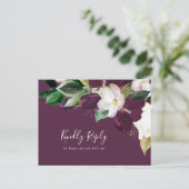 Moody Paarse Blooms Plum Menu Keuze RSVP-Briefkaar (Staand voorkant)