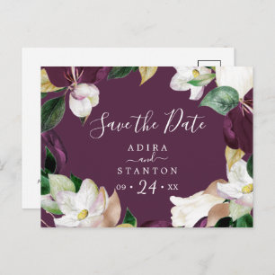 Moody Paarse Blooms Plum Save the Date Briefkaar Uitnodiging Briefkaart
