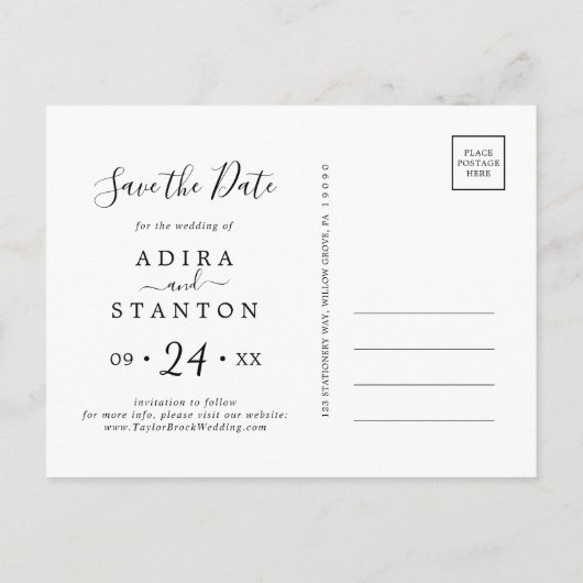 Moody Paarse Blooms | Plum Save the Date Briefkaar Uitnodiging Briefkaart (Achterkant)