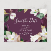 Moody Paarse Blooms | Plum Save the Date Briefkaar Uitnodiging Briefkaart (Voorkant)