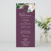 Moody Paarse Blooms | Plum Wedding Programme Programmakaart (Staand voorkant)