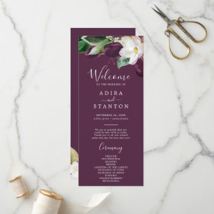Moody Paarse Blooms   Plum Wedding Programme Programmakaart
