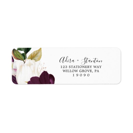 Moody Paarse Blooms Return Address Label (Voorkant)